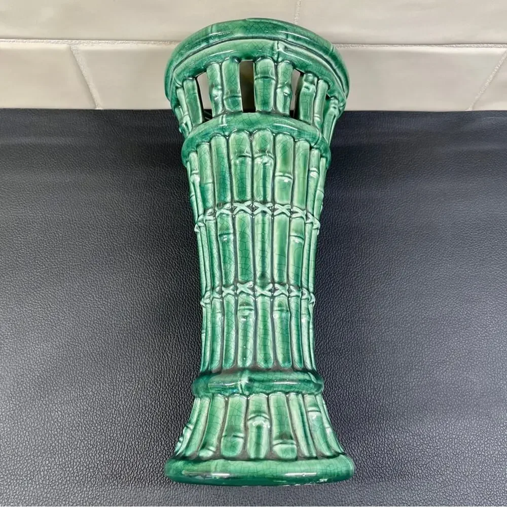 Ceramic Crackle Glaze Green Bamboo Majolica Vase